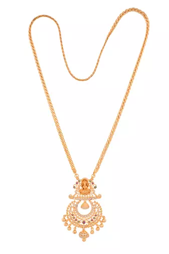Golden necklace Medium length with Chandbali pendant one gram gold