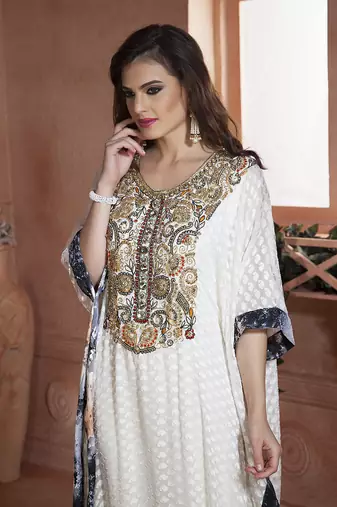 Off white handmade kaftan formal dress kaftan