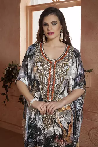 Kaftan saudi arabic style multi handmade free size kaftan