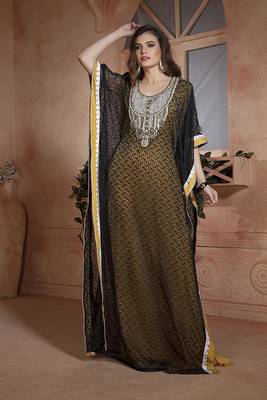 Yellow and black net brasso handmade design farasha evening party dresses kaftan 1