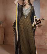 Yellow and black net brasso handmade design farasha evening party dresses kaftan