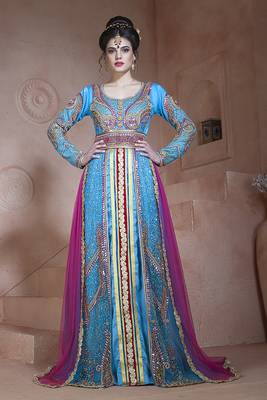 Multicolour Crepe Stone Work Kaftan Dress 1