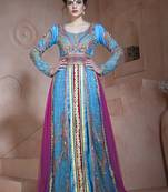Multicolour Crepe Stone Work Kaftan Dress