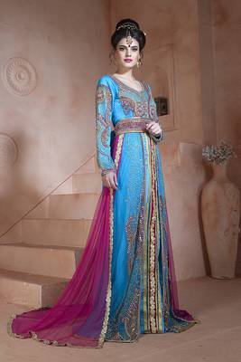 Multicolour Crepe Stone Work Kaftan Dress 2