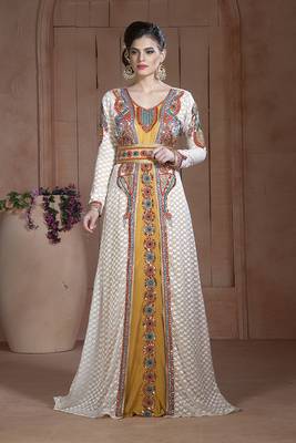 Off White Moroccan Party Wear Kaftan 1