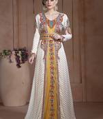 Off White Moroccan Party Wear Kaftan