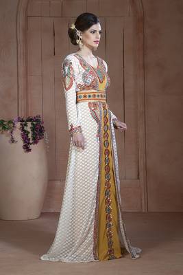 Off White Moroccan Party Wear Kaftan 2