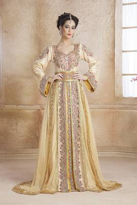 Cream Crepe Stone Work Kaftan 1