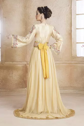 Cream Crepe Stone Work Kaftan