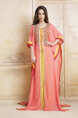 Yellow and pink  handmade kaftan with free size kaftan 1