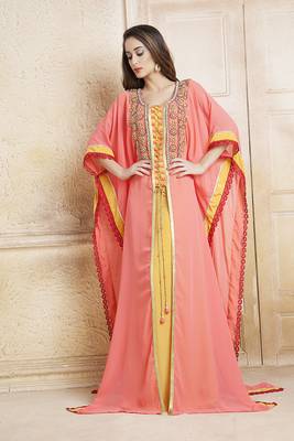 Yellow and pink  handmade kaftan with free size kaftan 2