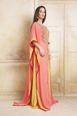Yellow and pink  handmade kaftan with free size kaftan 3