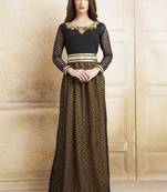 Yellow and black net brasso thread work arab dubai style kaftan