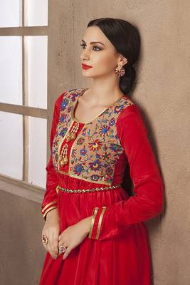Red long sleeve formal maxi dress 3
