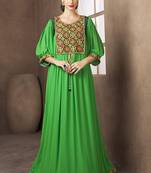 Green embroidery formal party maxi dress
