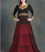 Hand beaded party wear gown black and red kaftan dress