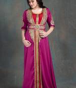 Gulf pink and maroon partywear jacket style dubai moroccan kaftan