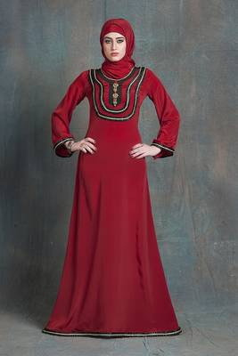 Evening dress maroon arabic dubai party abaya dress 1