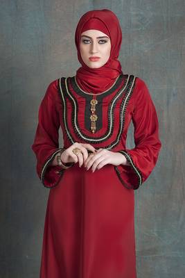 Evening dress maroon arabic dubai party abaya dress 2
