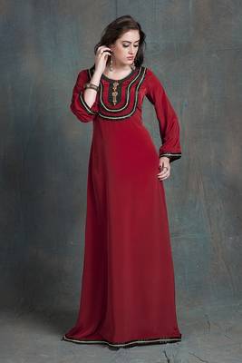 Evening dress maroon arabic dubai party abaya dress 3