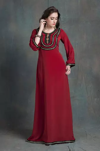 Evening dress maroon arabic dubai party abaya dress