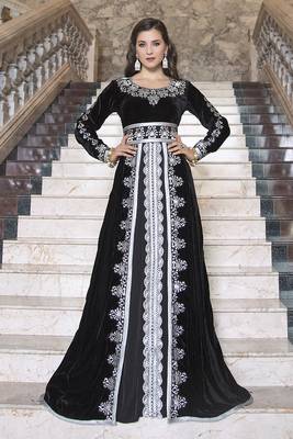 Kaftan thread work black arabic evening dress 1