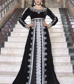 Kaftan thread work black arabic evening dress