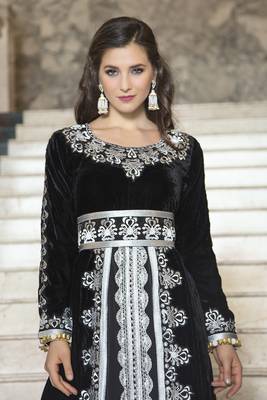Kaftan thread work black arabic evening dress 2