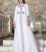Moroccan long sleeve wedding caftan white with lace work
