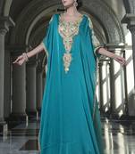 Evening dress sea green arabic free size kaftan