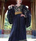 Embroidery work kaftan gray and black net brasso arabic style