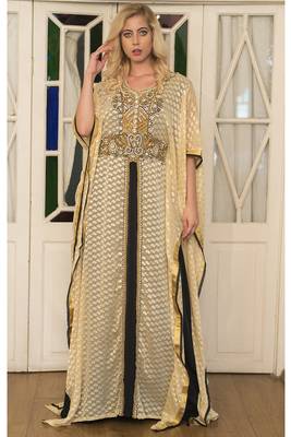 Beige and black kaftan dress 1