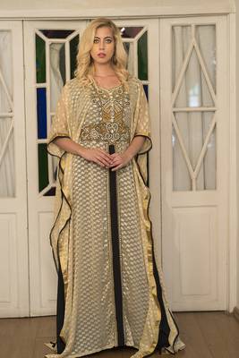Beige and black kaftan dress 2