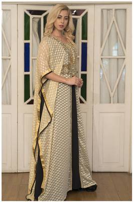 Beige and black kaftan dress 3