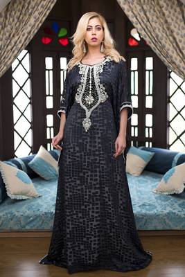 Dark gray hand made designer kaftan 1