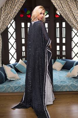 Dark gray hand made designer kaftan 4