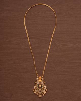 Golden necklace Medium length with Chandbali pendant one gram gold  2