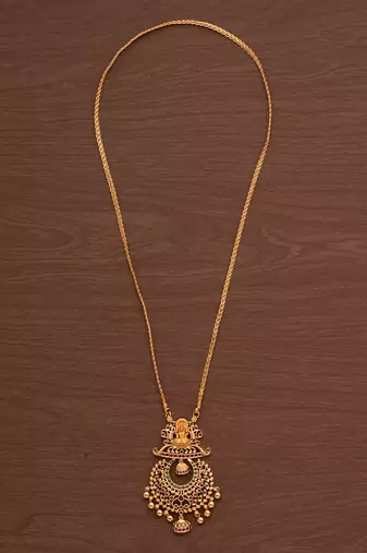 Golden necklace Medium length with Chandbali pendant one gram gold 