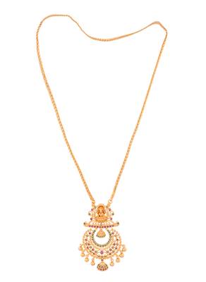 Golden necklace Medium length with Chandbali pendant one gram gold  3