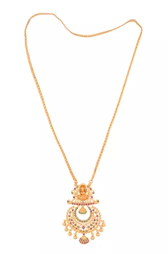 Golden necklace Medium length with Chandbali pendant one gram gold 