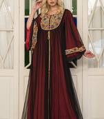 Black and red embroidery maxi kaftan