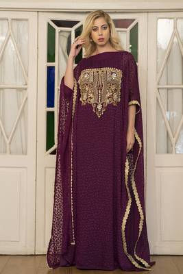 Violet arabic style hand made kaftan 1