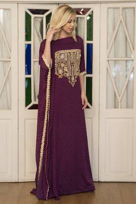Violet arabic style hand made kaftan 3