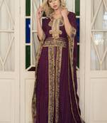 Violet embroidery moroccan kaftan