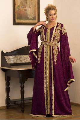 Violet jacket style moroccan wedding caftan 1