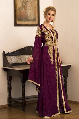 Violet jacket style moroccan wedding caftan 2