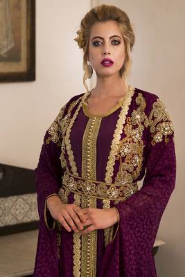 Violet jacket style moroccan wedding caftan 3