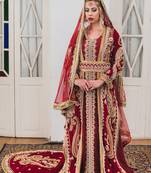 Red Wedding Velvet Morrocan Kaftan for Women