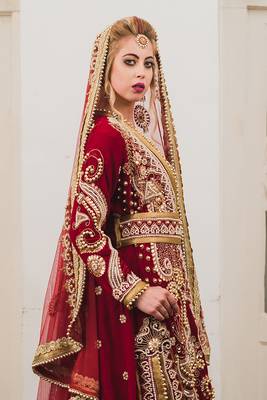 Red Wedding Velvet Morrocan Kaftan for Women 3