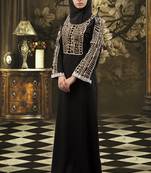Thread work abaya black dress